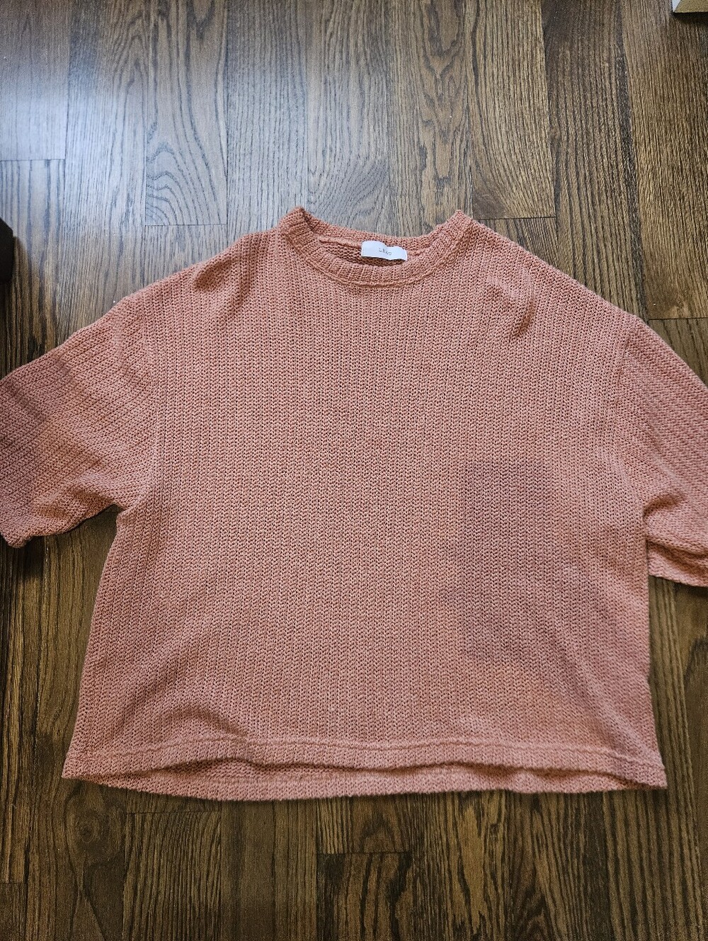 Boxy Knit Short Sleeve Sweater in Orange